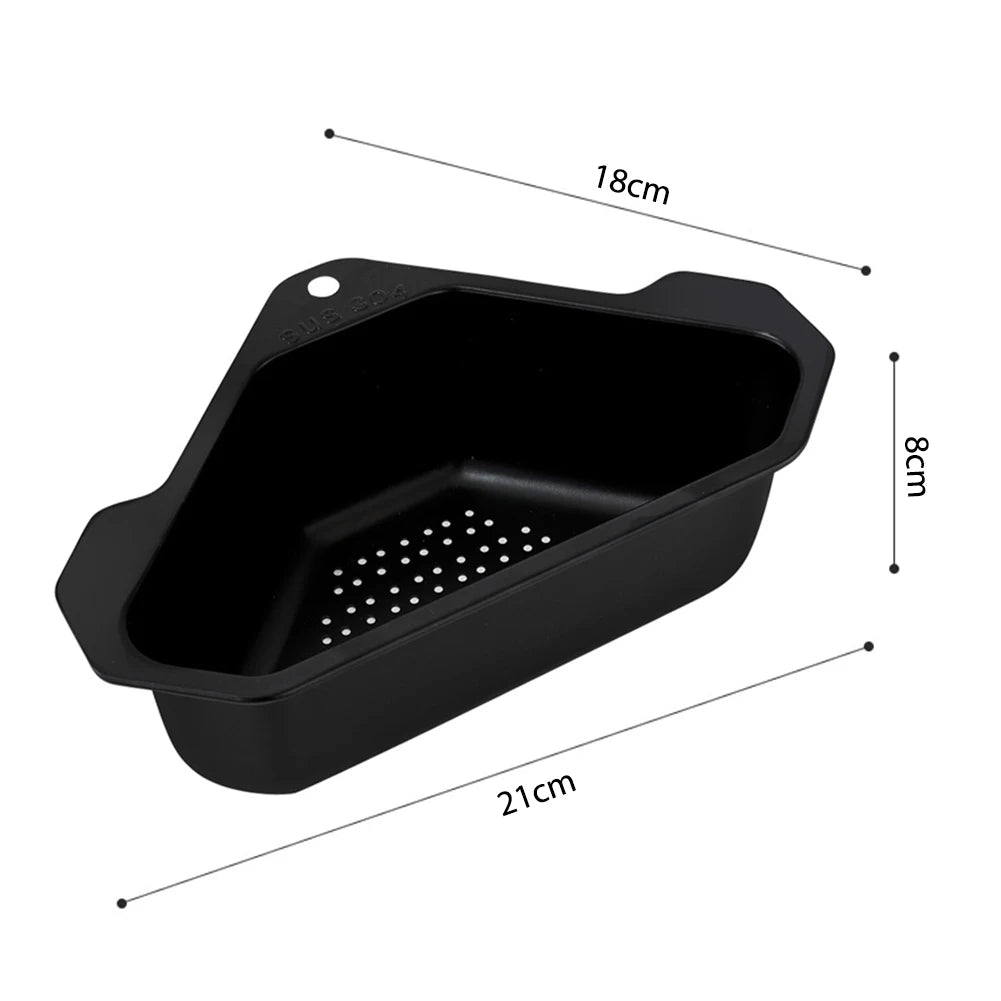 Stainless Steel Triangle Drain Basket Kitchen Sink Filter Shelf Fruit Vegetable Drainer Storage Rack Basket Bar with Suction Cup