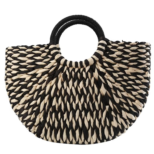 Women New Imitation Straw Handbags Woman Handmade Woven Basket Rattan Handbag for Femme Ladies Simple All-Match Handbag