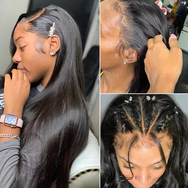 Bone Straight HD Transparent Human Hair Lace Front, 250 Density, Pre Plucked Wig - Available in 13X4, 13X6, 28, 30, and 42 Inch Sizes