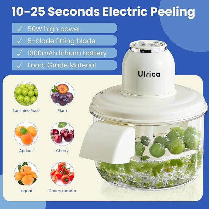 ULRICA Smart Electric Peeler – Rechargeable Kitchen Gadget for Effortless Garlic, Grape & Tomato Peeling