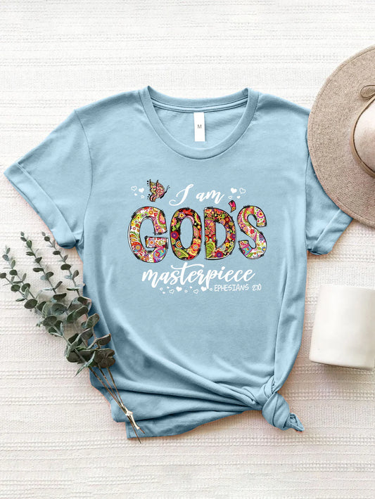 Letter Graphic round Neck Short Sleeve T-Shirt