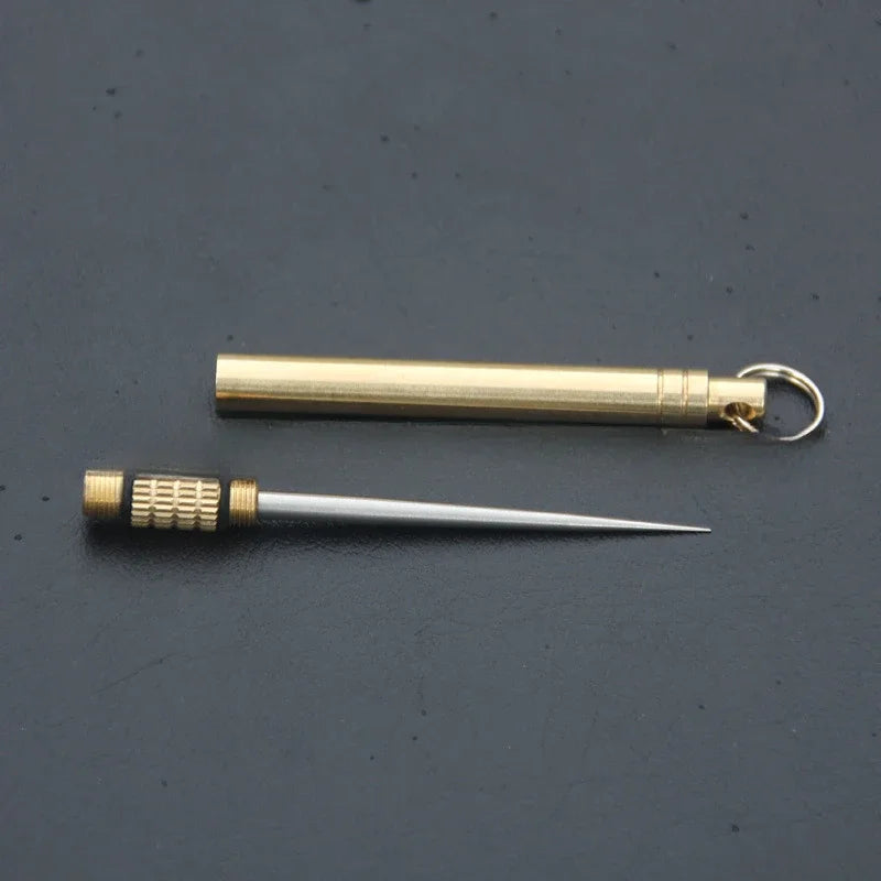 Portable Titanium Toothpicks Pocket Toothpicks Keychain Brass with Metal Toothpick Holder for Outdoor Picnic Camping Accessories