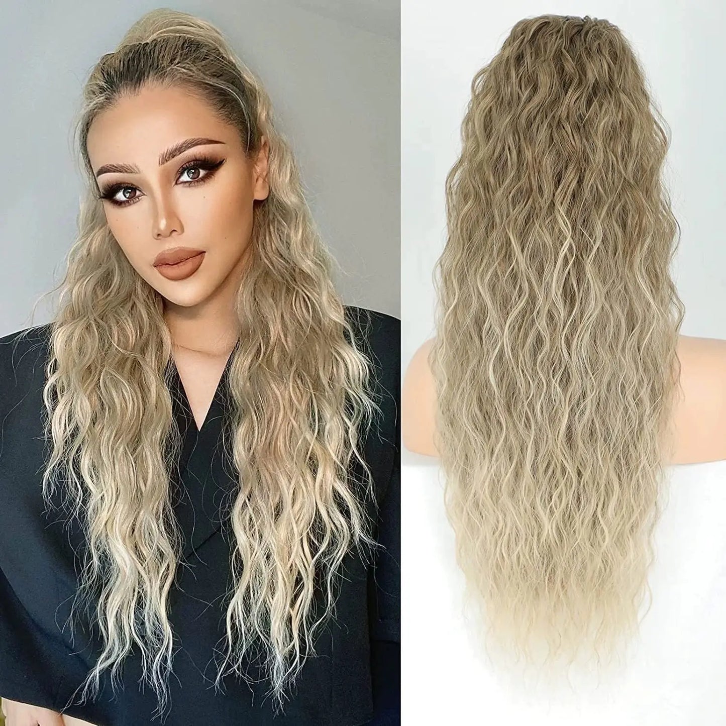 Wig Clip, Ponytail, Water Ripple, Long Curly Hair, Fluffy Long Curly Hair, Ponytail