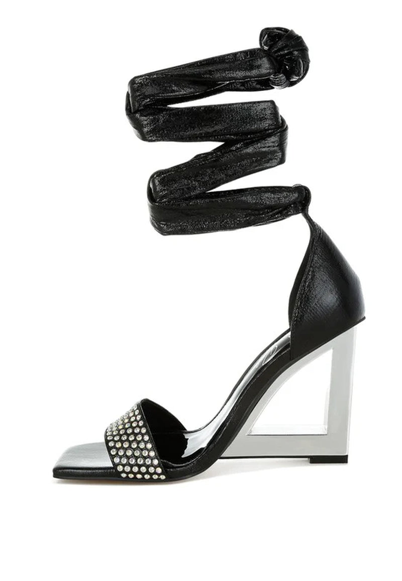 Hashira Rhinestone Studded Lace-Up Fantasy Heels