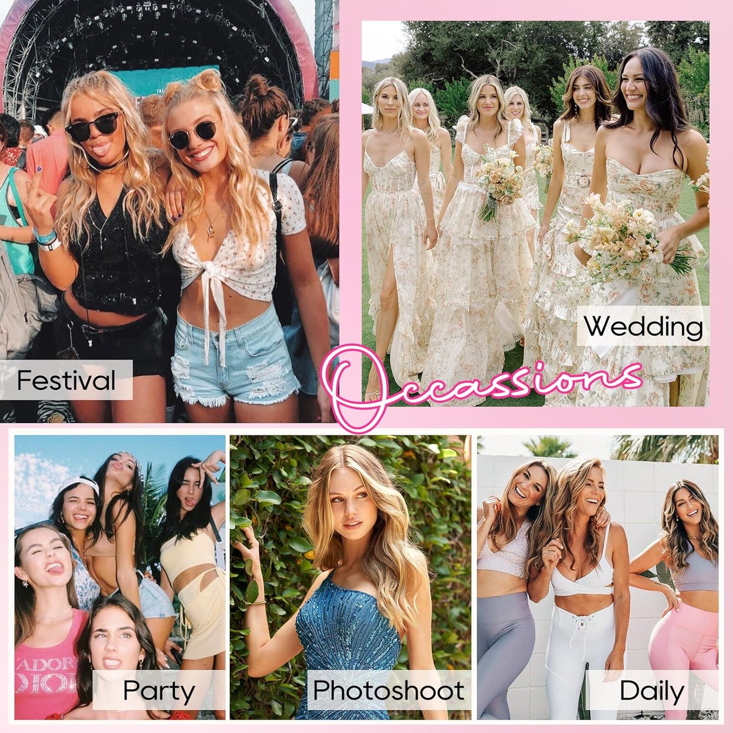 Clip in Hair Extensions - 4PCS 14" Short Beach Wavy Hairpieces, Invisible Lace Weft, Natural Soft Hair for Women (Black Brown)