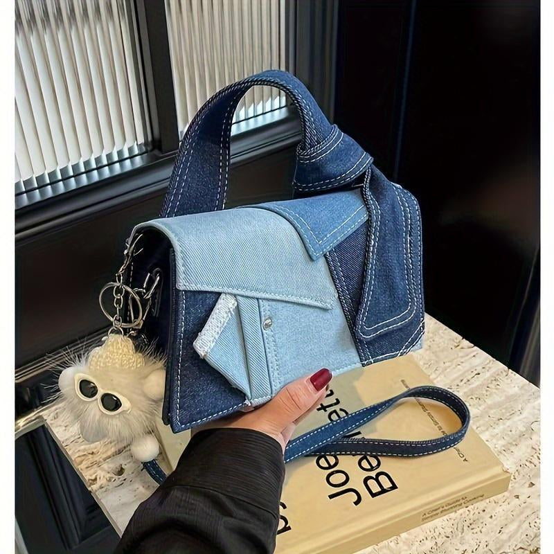Women Quilted Denim Crossbody Evening Chain Shoulder Bag