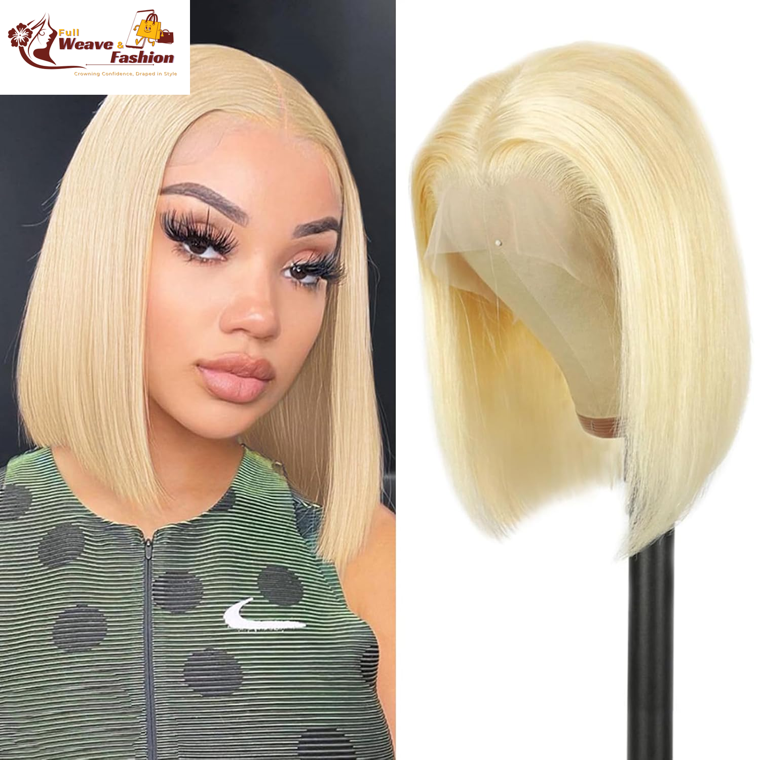 613 Bob Wig Human Hair Blonde 13X4 Lace Frontal Wigs for Black Women Bob Lace Front Wig Brazilian Virgin Human Hair Bob Wig 180% Density Pre Plucked with Baby Hair 14 Inch