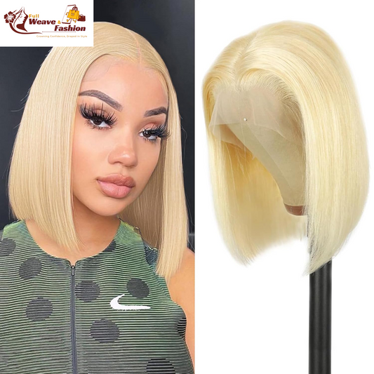 613 Bob Wig Human Hair Blonde 13X4 Lace Frontal Wigs for Black Women Bob Lace Front Wig Brazilian Virgin Human Hair Bob Wig 180% Density Pre Plucked with Baby Hair 14 Inch