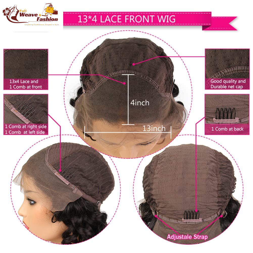 Highlight Lace Front Wigs Human Hair Short Lace Frontal Wigs for Black Women Skunk Stripe Ombre 613 Blonde Color Loose Body Wave Human Hair Wigs with Transparent Lace (12 Inch, Natural Color with Blonde Highlights)