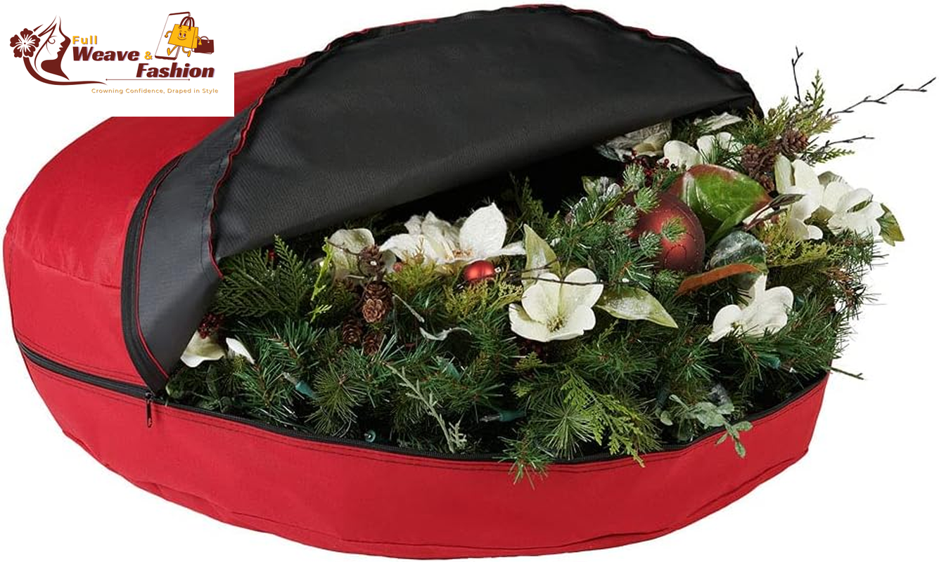 [30 Inch Wreath Storage Container] - for Christmas Wreath up to 30 Inches in Diameter | Bag Hooks Directly to Your Wire Wreath Frames to Prevent Sagging and Deformed Wreaths (30-Inch)