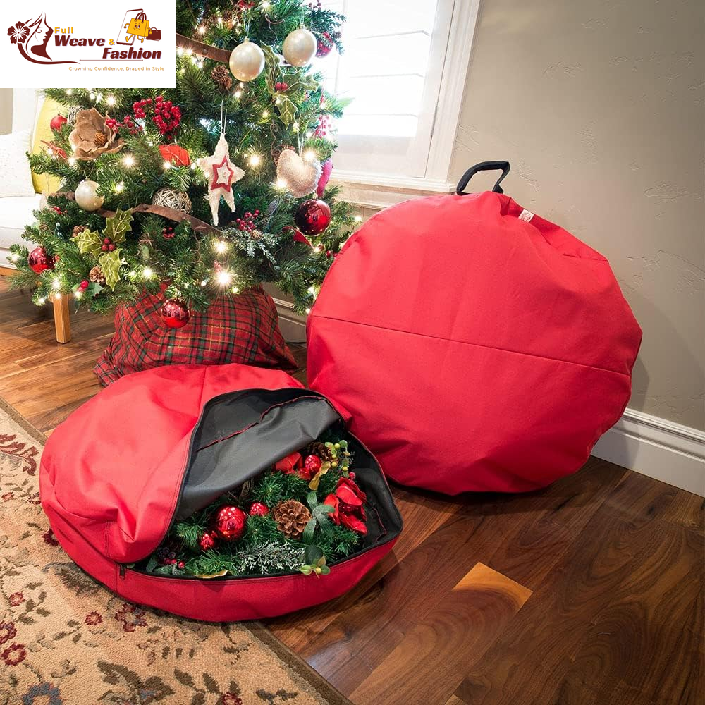 [30 Inch Wreath Storage Container] - for Christmas Wreath up to 30 Inches in Diameter | Bag Hooks Directly to Your Wire Wreath Frames to Prevent Sagging and Deformed Wreaths (30-Inch)