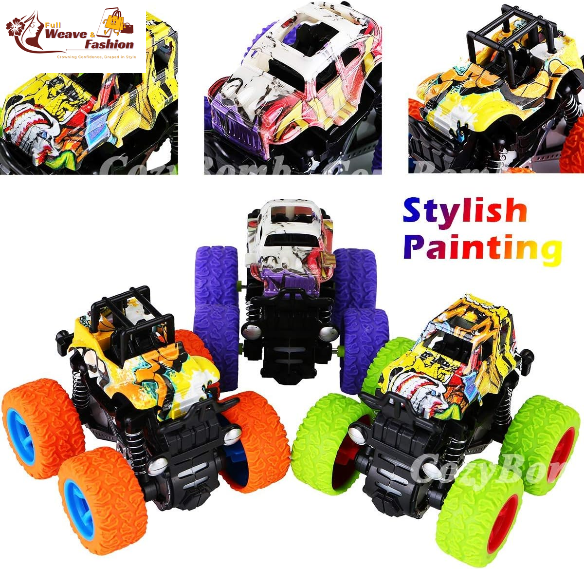 ™ Monster Trucks Toys - 3 Pack Friction Powered Mini Push and Go Car Truck Playset Inertia Vehicle for Kids Best Christmas Birthday Party Gift for Boys Girls Aged 3 and Above