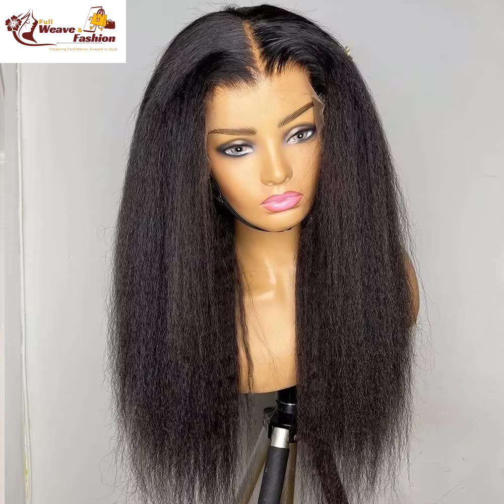 Kinky Straight 360 Wigs Transparent Lace Brazilian Kinky Straight Human Hair Wig Yaki for Black Women 360 HD Invisible Lace Front Wig Remy Virgin Hair Pre Plucked with Baby Hair Glueless 150% Desnity