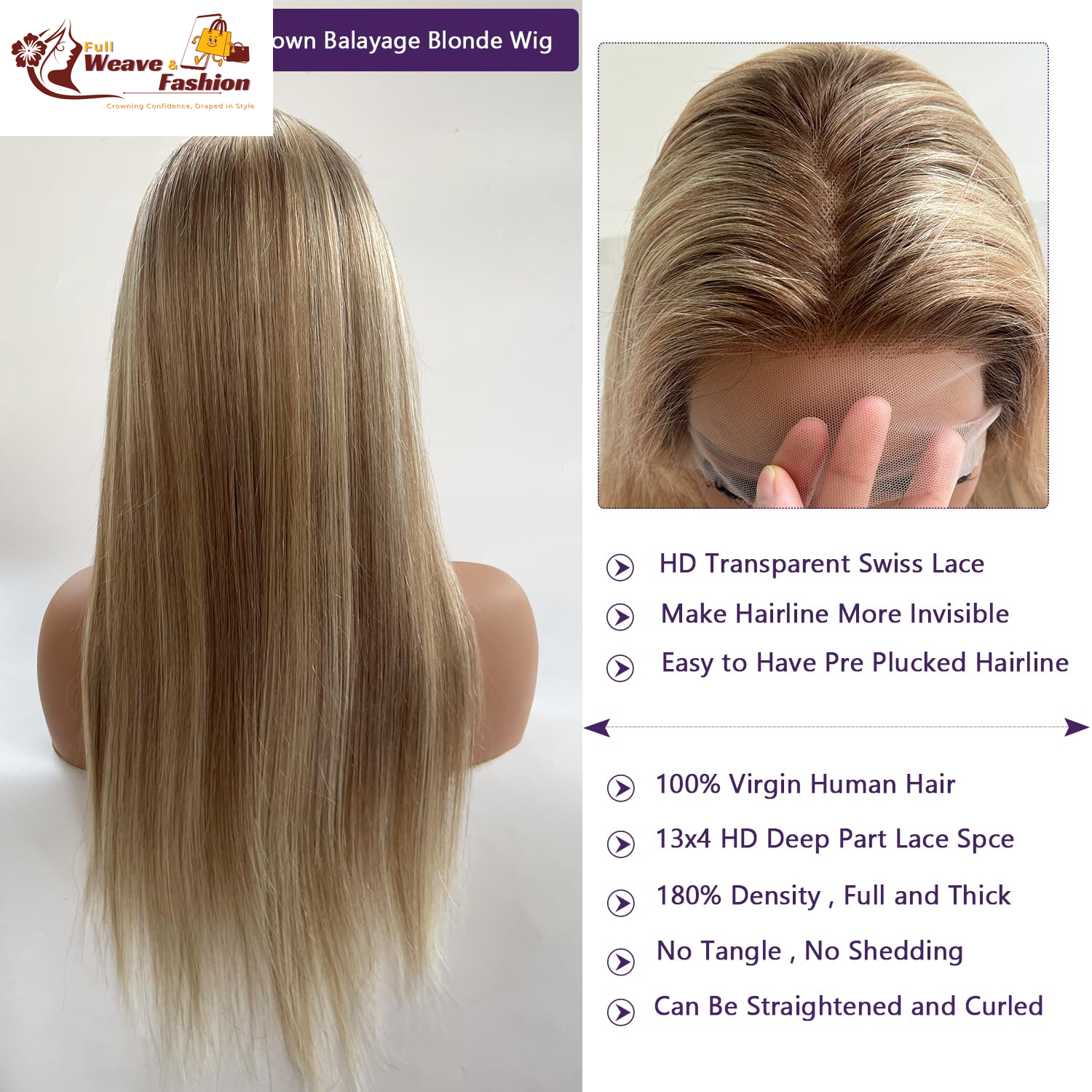 Ash Blonde Wig Human Hair Lace Front Wigs 30 Inch 13X4 HD Glueless Wigs Human Hair Pre Plucked Balayage Ash Blonde Lace Front Wigs 180% Density Blond Highlights Lace Frontal Wigs for White Women