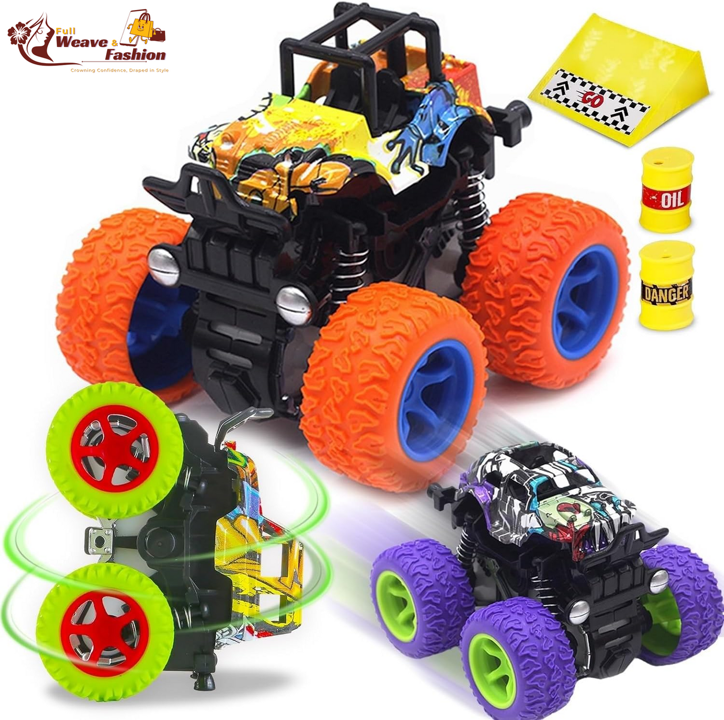 ™ Monster Trucks Toys - 3 Pack Friction Powered Mini Push and Go Car Truck Playset Inertia Vehicle for Kids Best Christmas Birthday Party Gift for Boys Girls Aged 3 and Above