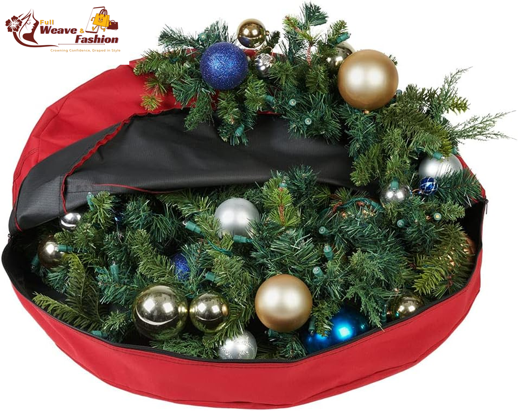 [30 Inch Wreath Storage Container] - for Christmas Wreath up to 30 Inches in Diameter | Bag Hooks Directly to Your Wire Wreath Frames to Prevent Sagging and Deformed Wreaths (30-Inch)